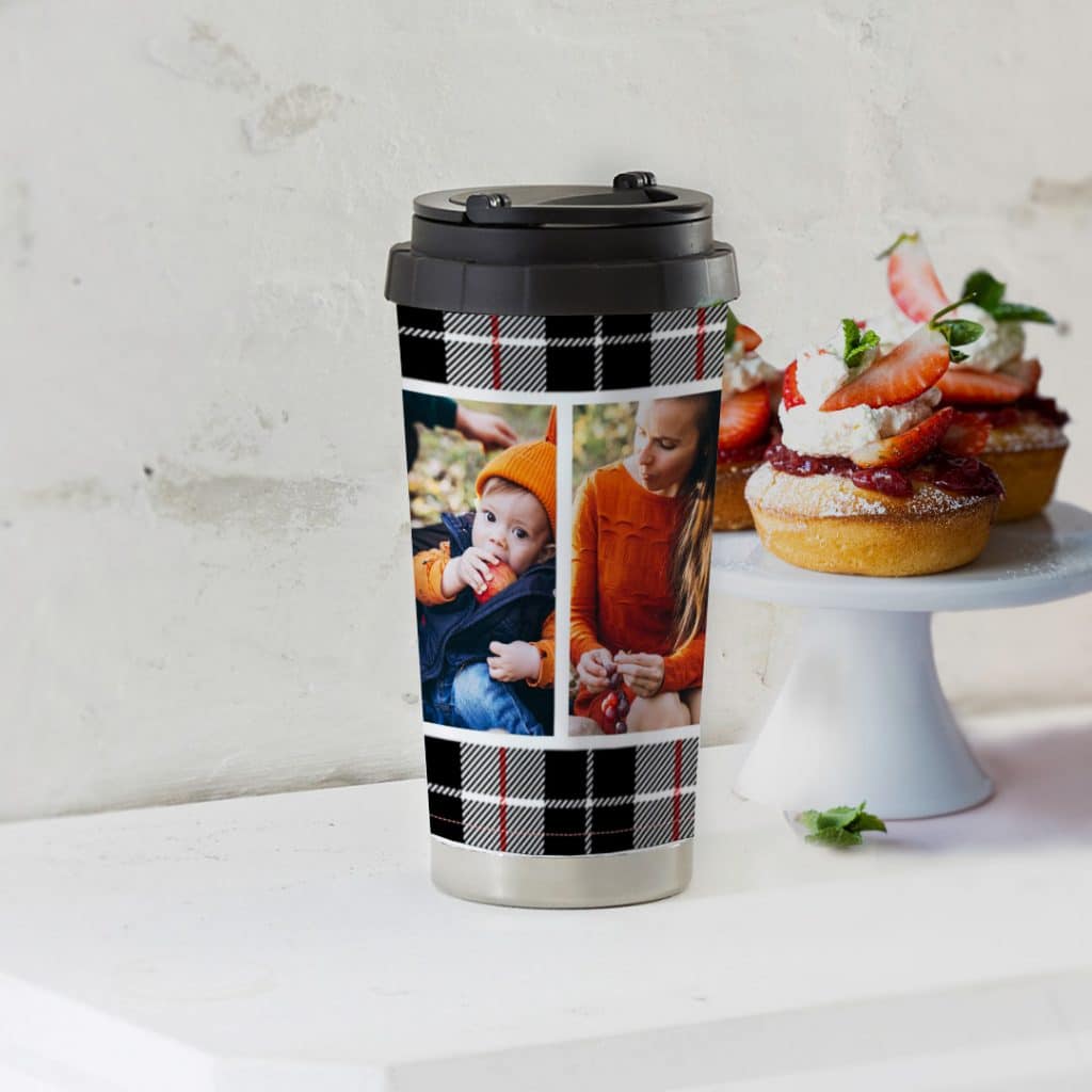 Family man plaid travel mug design