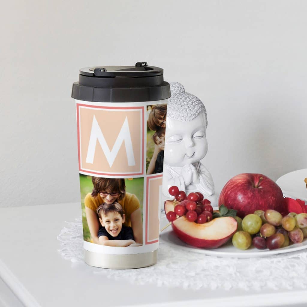 Mum letter block travel mug design