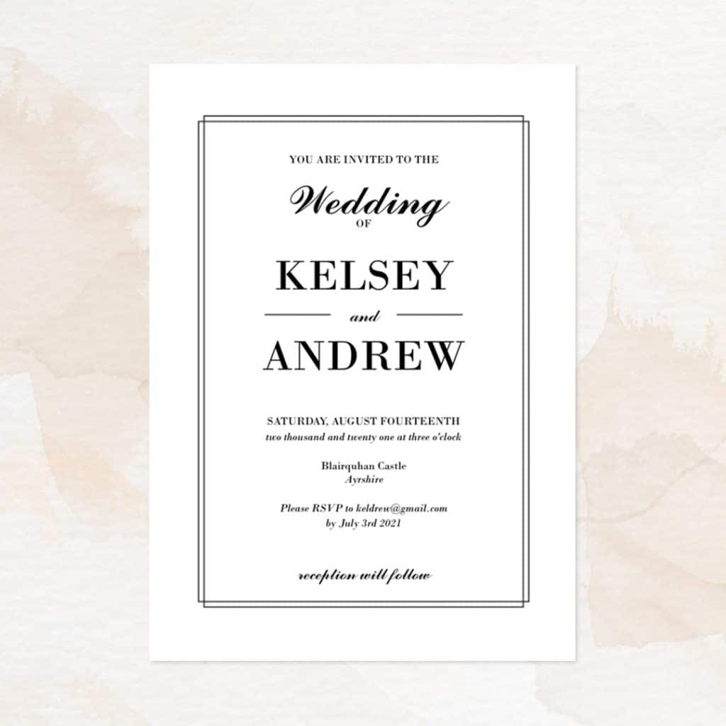 Simple Frame Wedding Invitation design