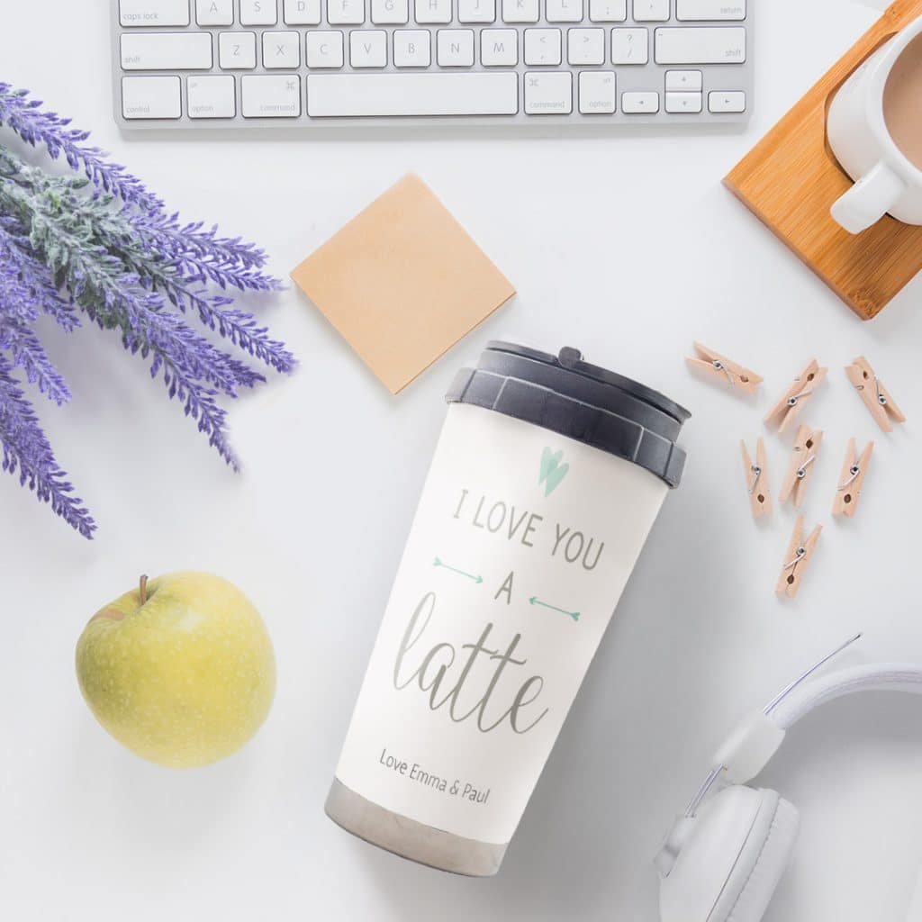 Love you a latte travel mug design