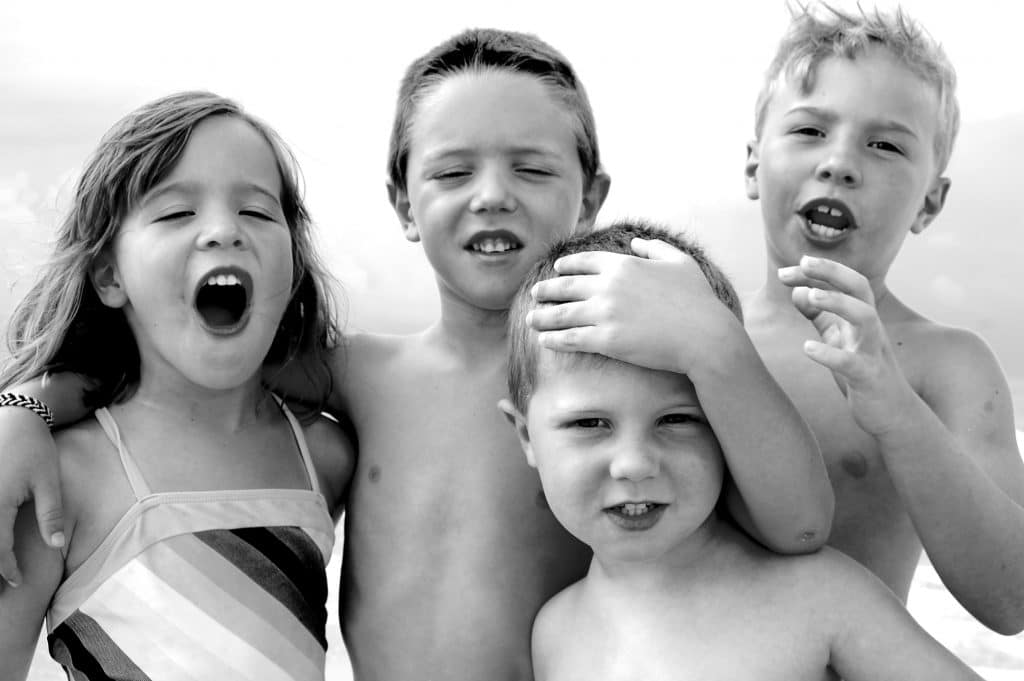 black and white photography of children