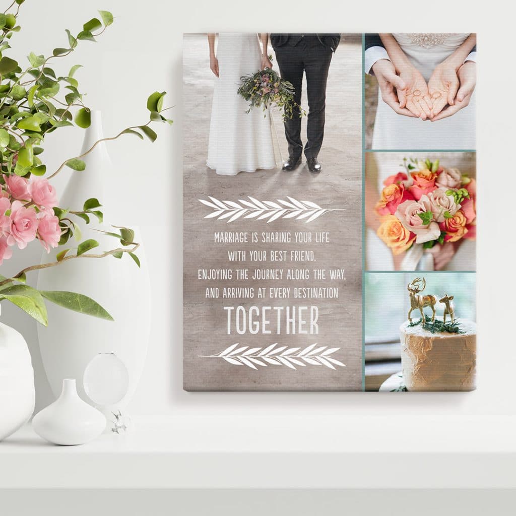 Create wedding photo canvas prints with wedding quotes