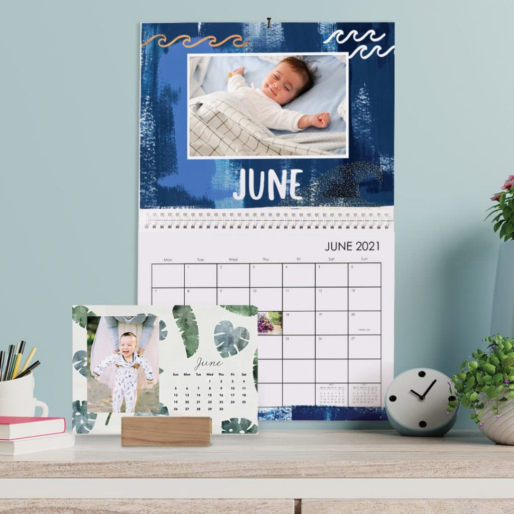 June wall calendar and wood block calendar