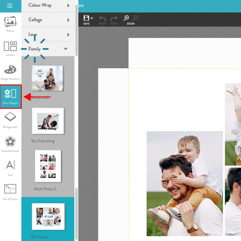 Find Father’s Day product designs in the Snapfish builder menu