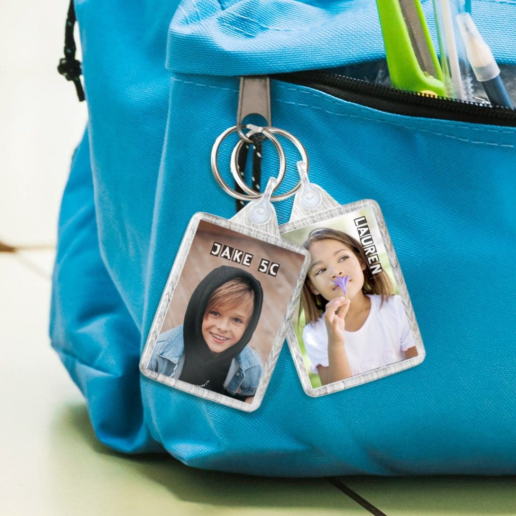 bag tag keyrings customised with photos