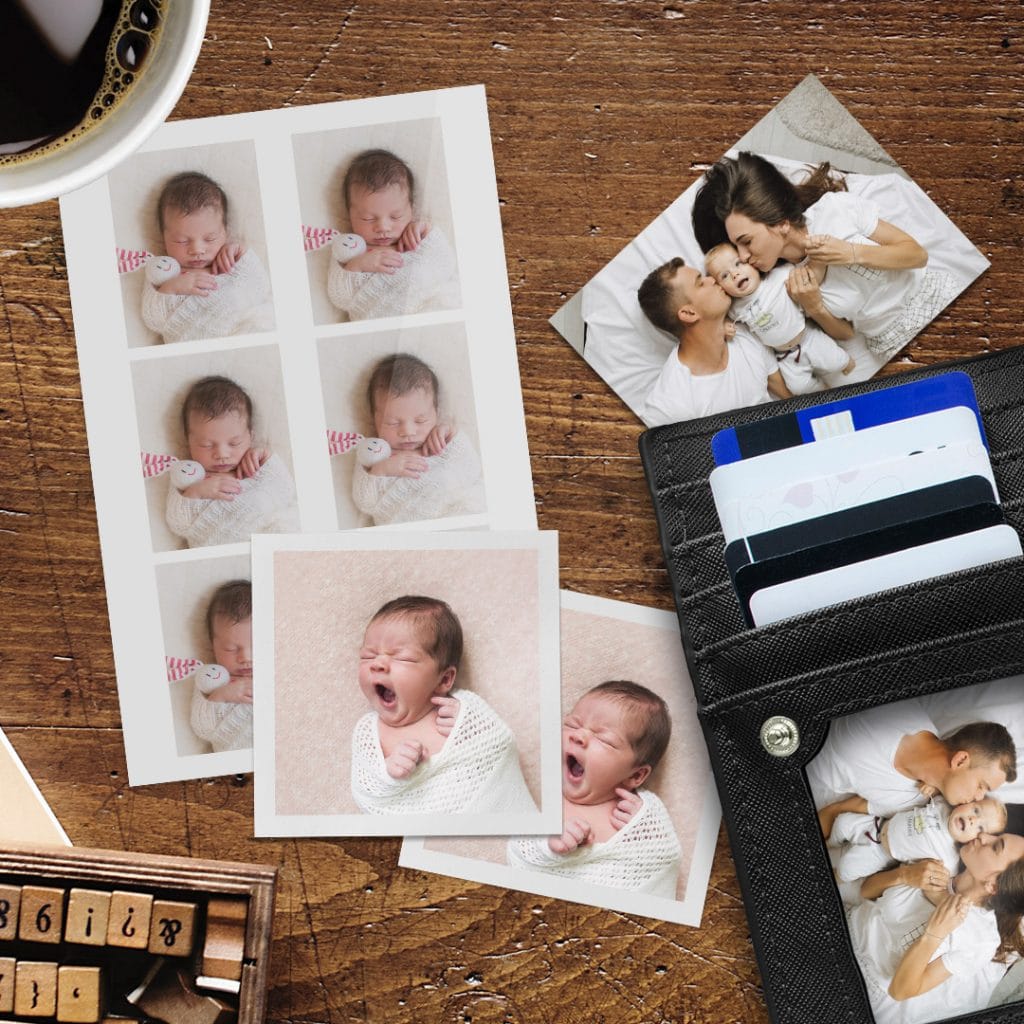Print favourite family pictures as wallet prints, passport photos and mini square prints