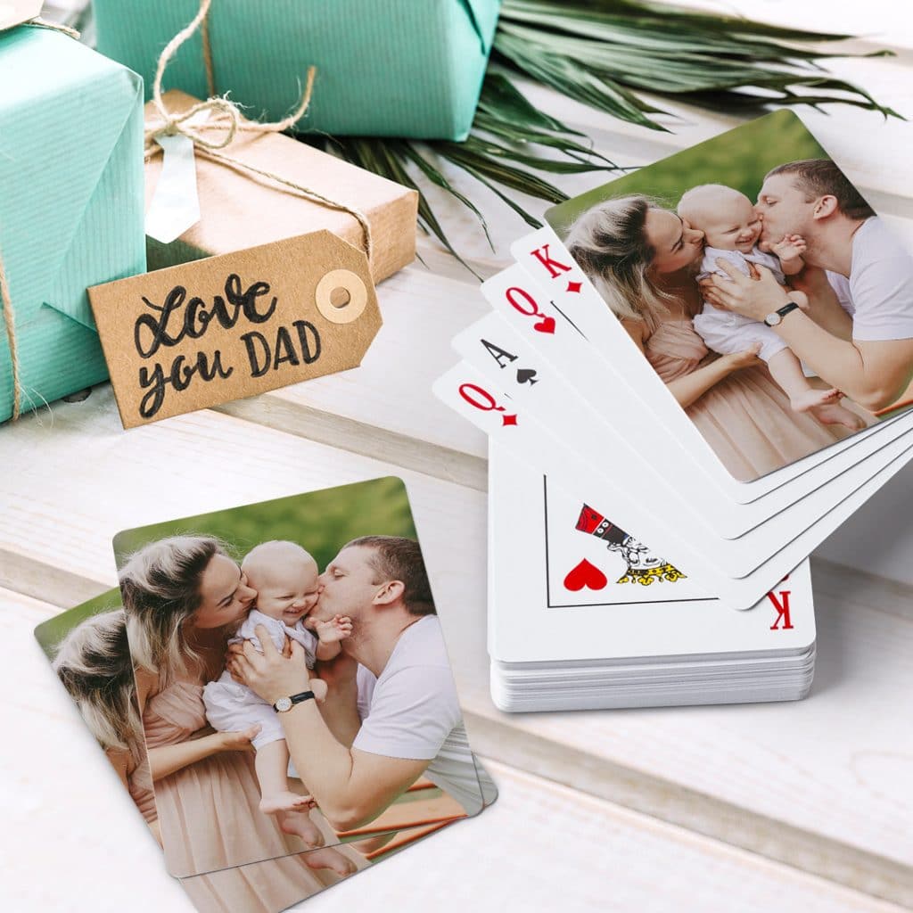 Design playing cards with family photo as a Father's Day gift on the Snapfish app