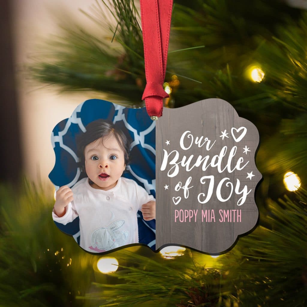 personalised christmas ornament, printed with photos