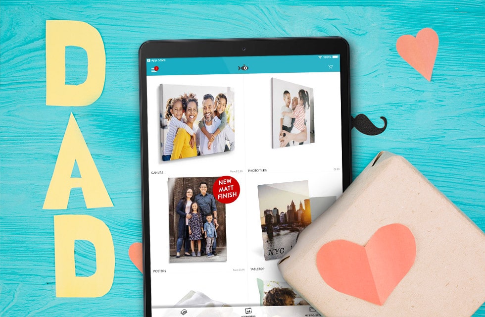 Create Father's Day gifts using the Snapfish app on an ipad, tablet or phone