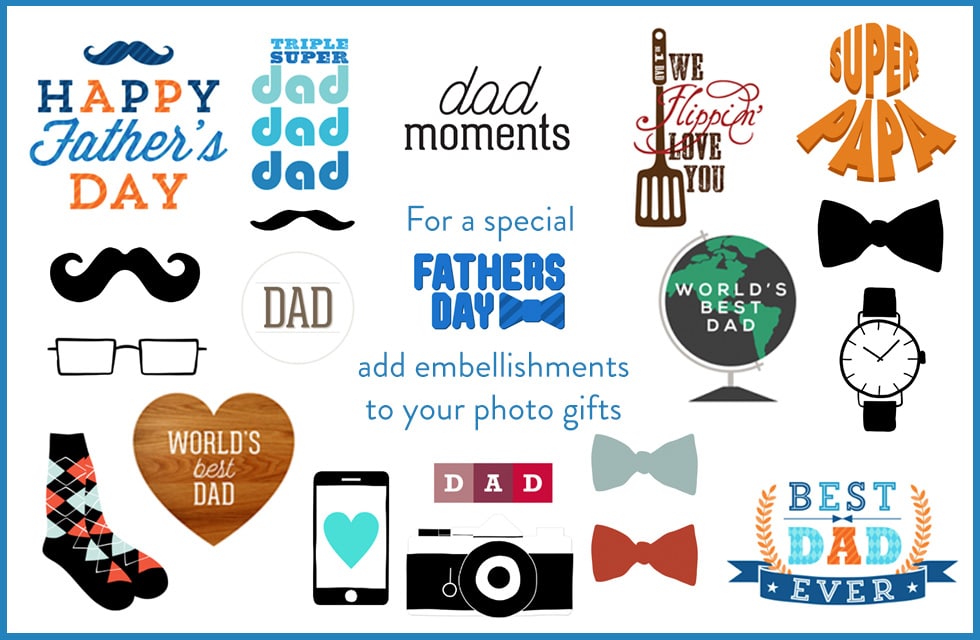 Selection of popular Father’s Day clip art you can print onto personalised gifts